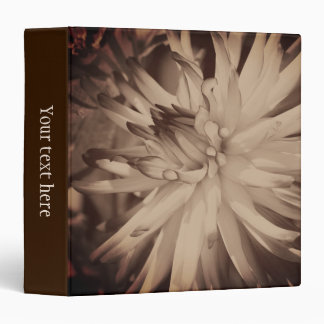 Dahlia Flower Vintage Sepia Personalized 3 Ring Binder