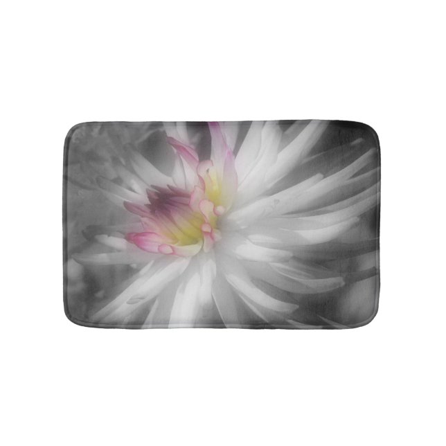 Dahlia Flower With A Touch Of Color Bathroom Mat (Front)