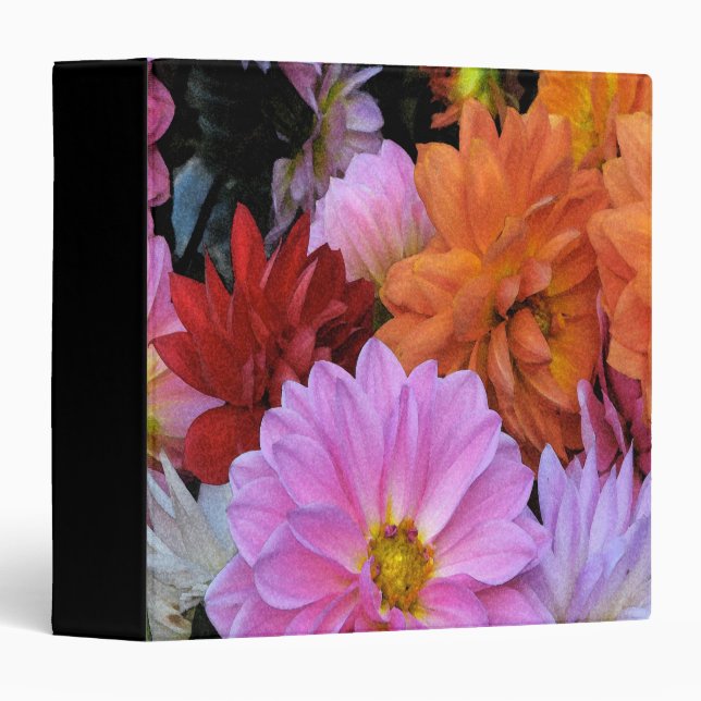 Dahlia Flowers 3 Ring Binder (Front/Spine)