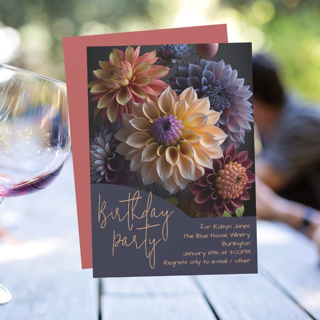 Dahlia Flowers Birthday Party Invitation (Creator Uploaded)