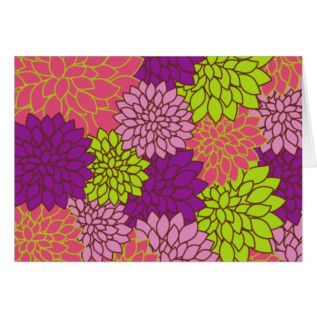 Dahlia Flowers, Colorful Flowers, Floral Pattern (Front Horizontal)