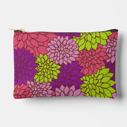 Dahlia Flowers Colorful Flowers Floral Pattern Accessory Pouch