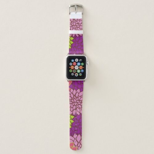 Dahlia Flowers Colorful Flowers Floral Pattern Apple Watch Band