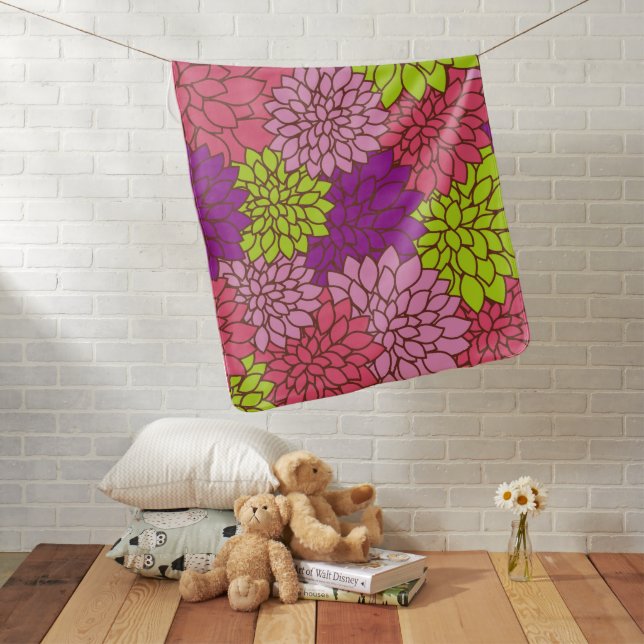 Dahlia Flowers, Colorful Flowers, Floral Pattern Baby Blanket (In Situ)