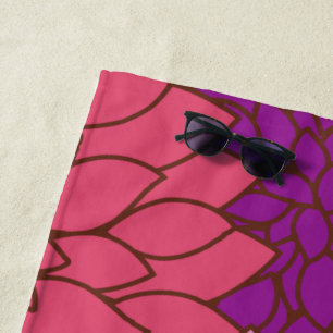 Dahlia Flowers, Colorful Flowers, Floral Pattern Beach Towel