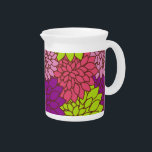 Dahlia Flowers, Colorful Flowers, Floral Pattern Beverage Pitcher<br><div class="desc">Elegant,  stylish and sophisticated pattern with colorful Dahlia flowers. Modern and trendy gift,  perfect for the floral design lover in your life.</div>