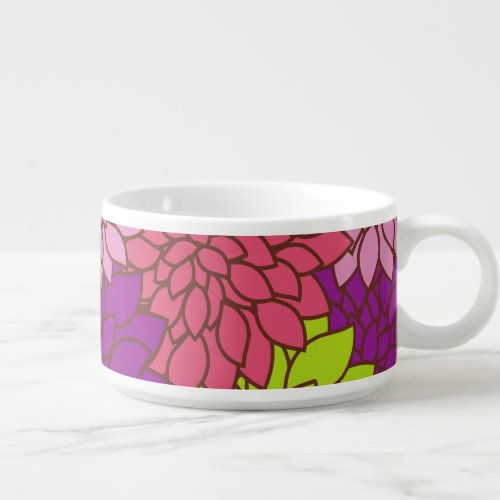 Dahlia Flowers Colorful Flowers Floral Pattern Bowl