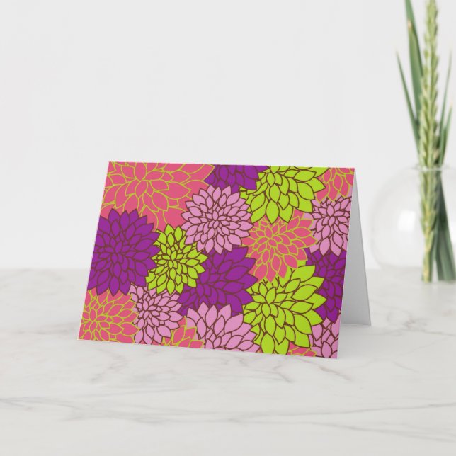 Dahlia Flowers, Colorful Flowers, Floral Pattern Card (Front)