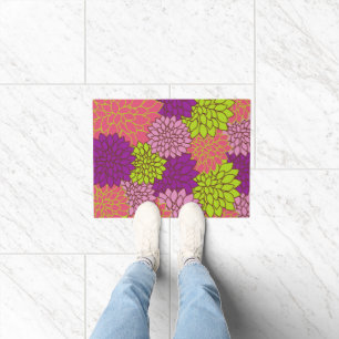 Dahlia Flowers, Colorful Flowers, Floral Pattern Doormat