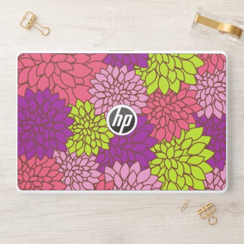 Dahlia Flowers Colorful Flowers Floral Pattern HP Laptop Skin