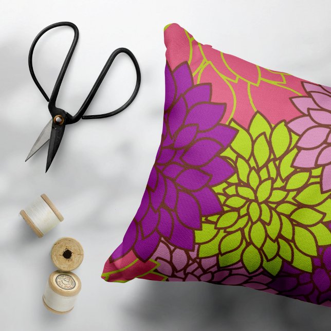 Dahlia Flowers, Colorful Flowers, Floral Pattern Pillow Case (Creator Uploaded)