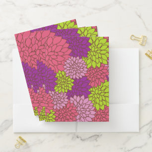 Dahlia Flowers, Colorful Flowers, Floral Pattern Pocket Folder