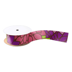 Dahlia Flowers, Colorful Flowers, Floral Pattern Satin Ribbon