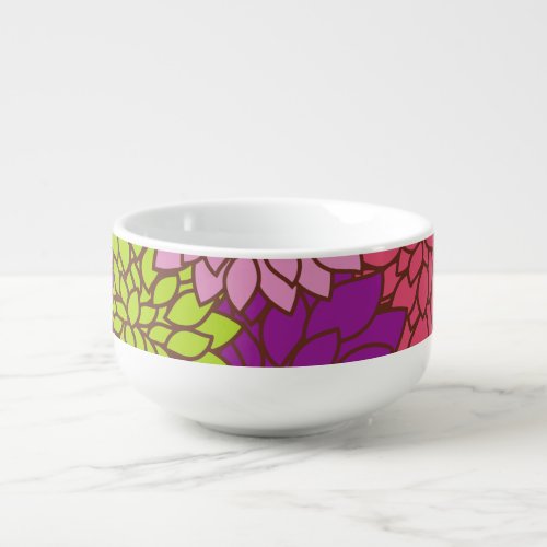 Dahlia Flowers Colorful Flowers Floral Pattern Soup Mug