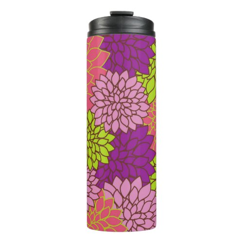 Dahlia Flowers Colorful Flowers Floral Pattern Thermal Tumbler