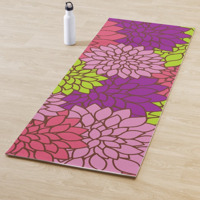 Dahlia Flowers, Colorful Flowers, Floral Pattern Yoga Mat (In Situ)