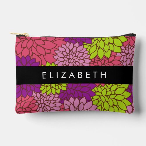 Dahlia Flowers Colorful Flowers Your Name Accessory Pouch