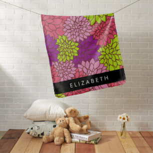 Dahlia Flowers, Colorful Flowers, Your Name Baby Blanket