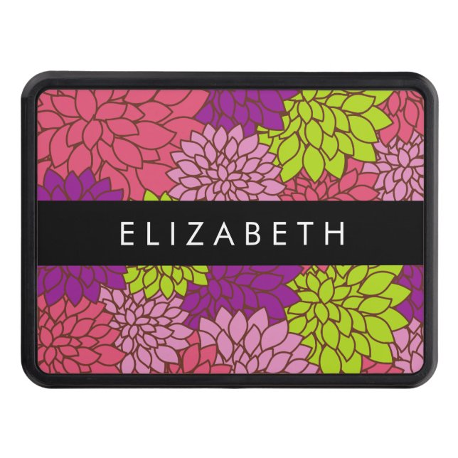 Dahlia Flowers, Colorful Flowers, Your Name Hitch Cover (Front)