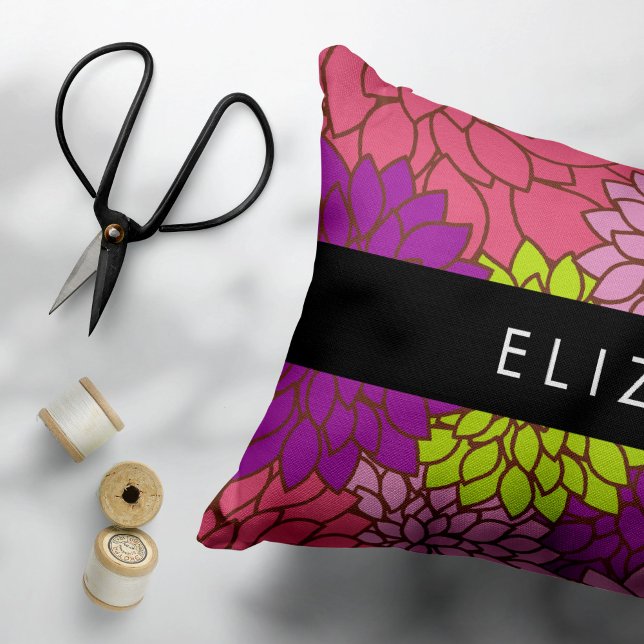 Dahlia Flowers, Colorful Flowers, Your Name Pillow Case (Creator Uploaded)