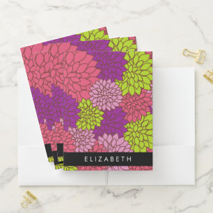 Dahlia Flowers, Colorful Flowers, Your Name Pocket Folder