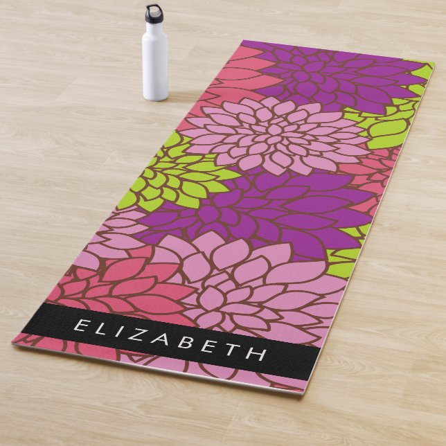 Dahlia Flowers, Colorful Flowers, Your Name Yoga Mat (In Situ)