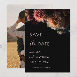 Dahlia Flowers Dark Wedding Save The Date