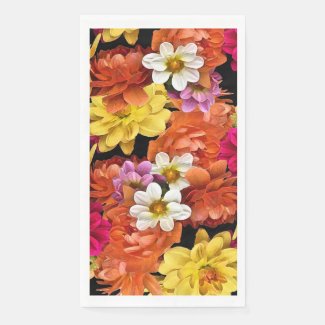 Dahlia Flowers Floral Paper Guest Towel Napkin