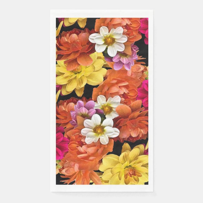 Dahlia Flowers Floral Paper Guest Towel