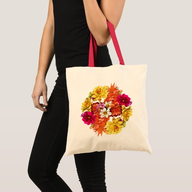 Dahlia Flowers Floral Tote Bag