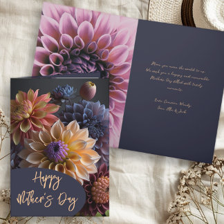 Dahlia Flowers Happy Mothers Day Greeting Card