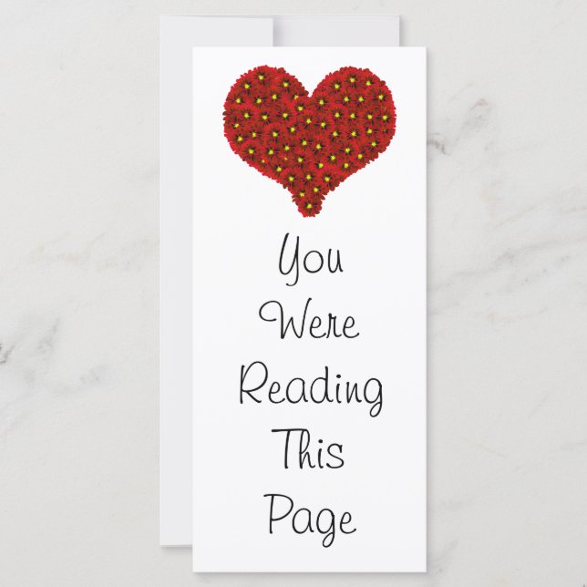 Dahlia Flowers Heart Bookmark Template (Front)