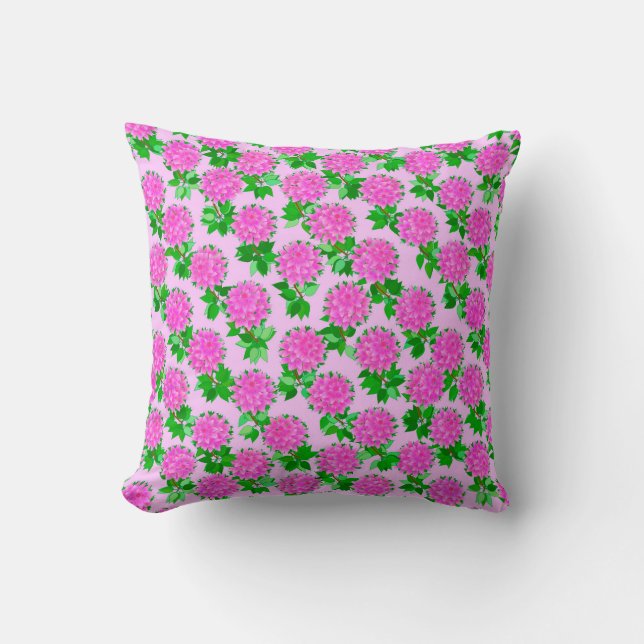 Dahlia flowers in deep pink throw pillow (Front)