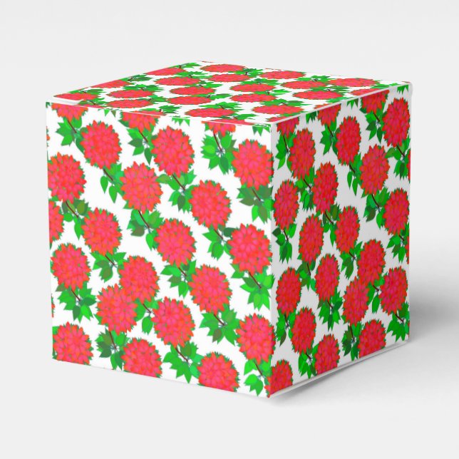 Dahlia flowers in deep red favor boxes (Front Side)