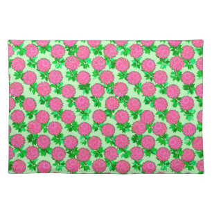 Dahlia flowers in fuchsia pink placemat