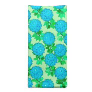Dahlia flowers in turquoise blue and green cloth napkin