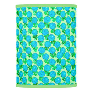 Dahlia flowers in turquoise blue and green lamp shade