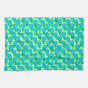 Dahlia flowers in turquoise blue and green towel