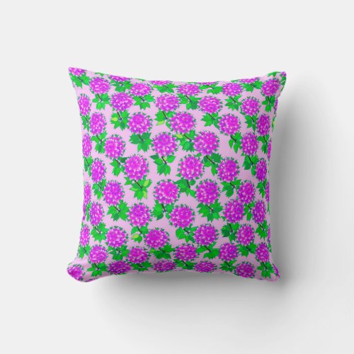 Dahlia flowers in violet and orchid throw pillow