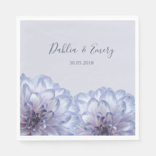 Dahlia flowers lilac blue lavender floral wedding napkins