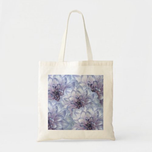 Dahlia flowers lilac lavender blue elegant floral tote bag