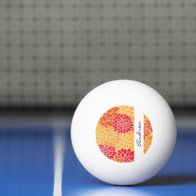 Dahlia Flowers, Orange Dahlia, Your Name Ping-Pong Ball (Net)