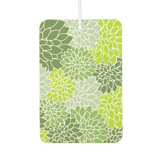 Dahlia Flowers, Pattern Of Flowers, Green Dahlia Air Freshener (Front)