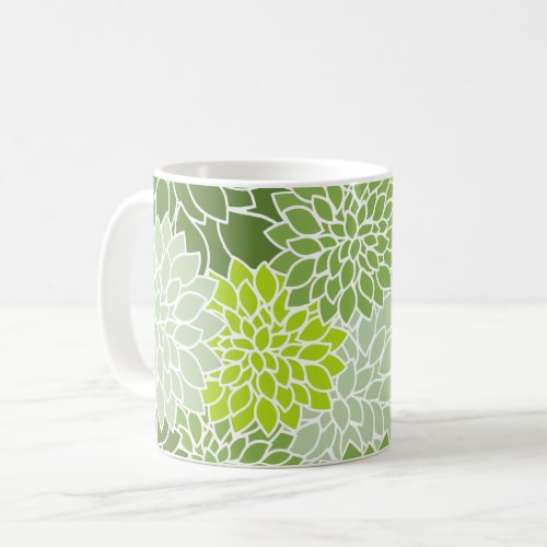 Dahlia Flowers Pattern Of Flowers Green Dahlia Coffee Mug