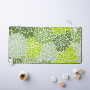 Dahlia Flowers, Pattern Of Flowers, Green Dahlia Desk Mat