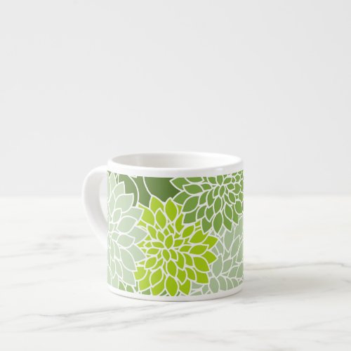 Dahlia Flowers Pattern Of Flowers Green Dahlia Espresso Cup