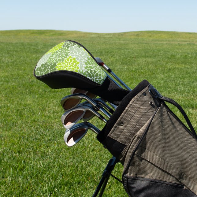 Dahlia Flowers, Pattern Of Flowers, Green Dahlia Golf Head Cover (In Situ)
