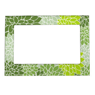 Dahlia Flowers, Pattern Of Flowers, Green Dahlia Magnetic Frame