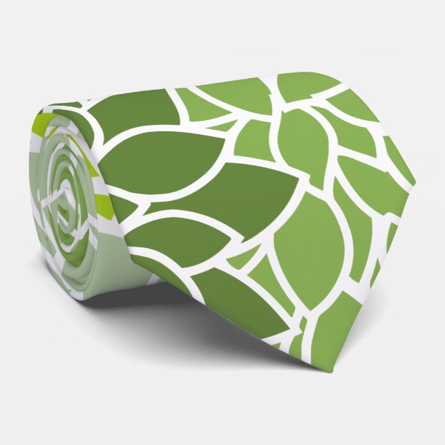 Dahlia Flowers, Pattern Of Flowers, Green Dahlia Neck Tie (Rolled)