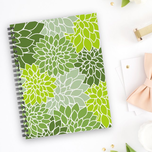 Dahlia Flowers, Pattern Of Flowers, Green Dahlia Notebook (Creator Uploaded)